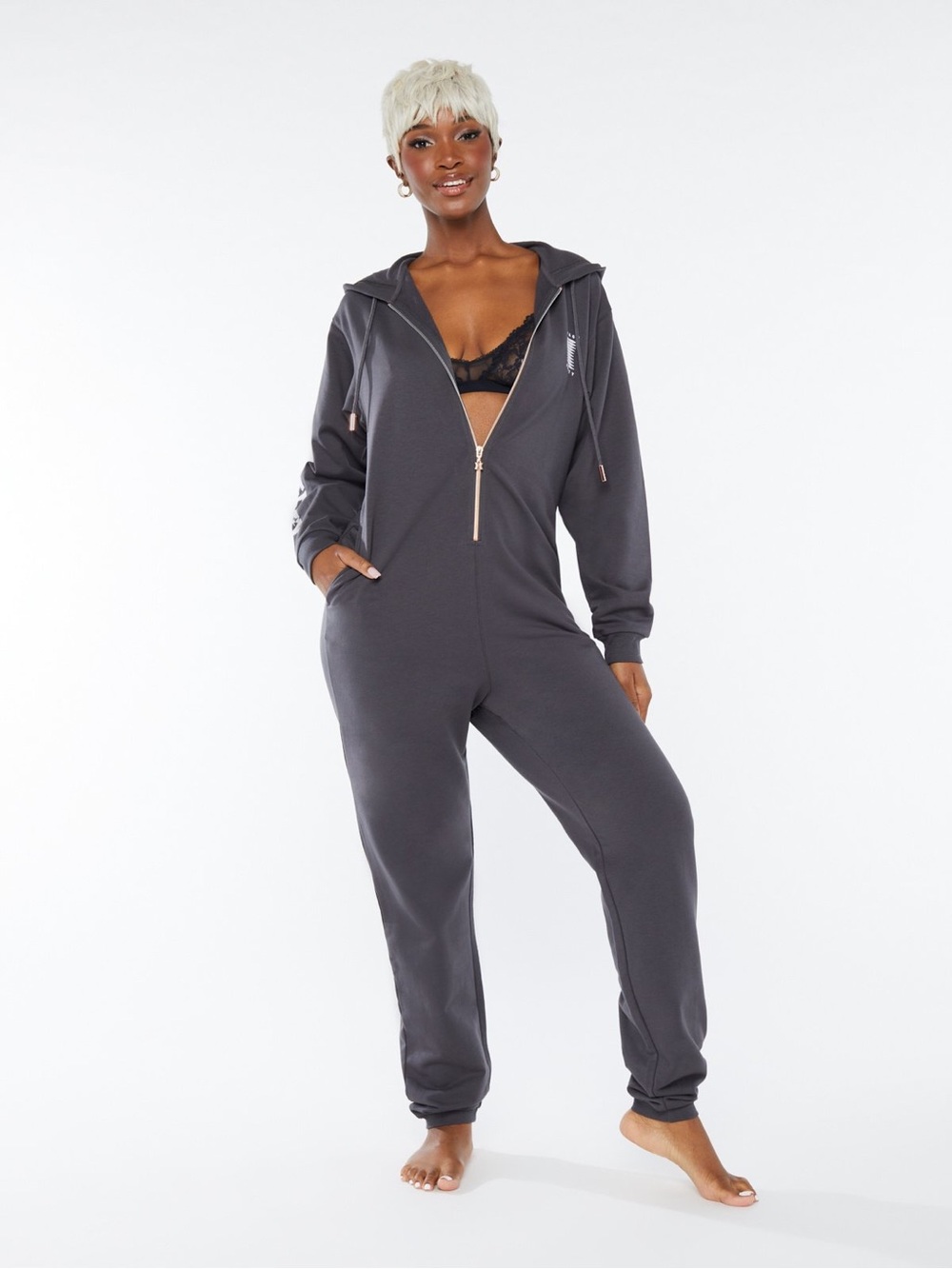 Savage X Fenty FOREVER SAVAGE SHOWGIRL HOODED ONESIE Zip-Front Hooded Jumpsuit